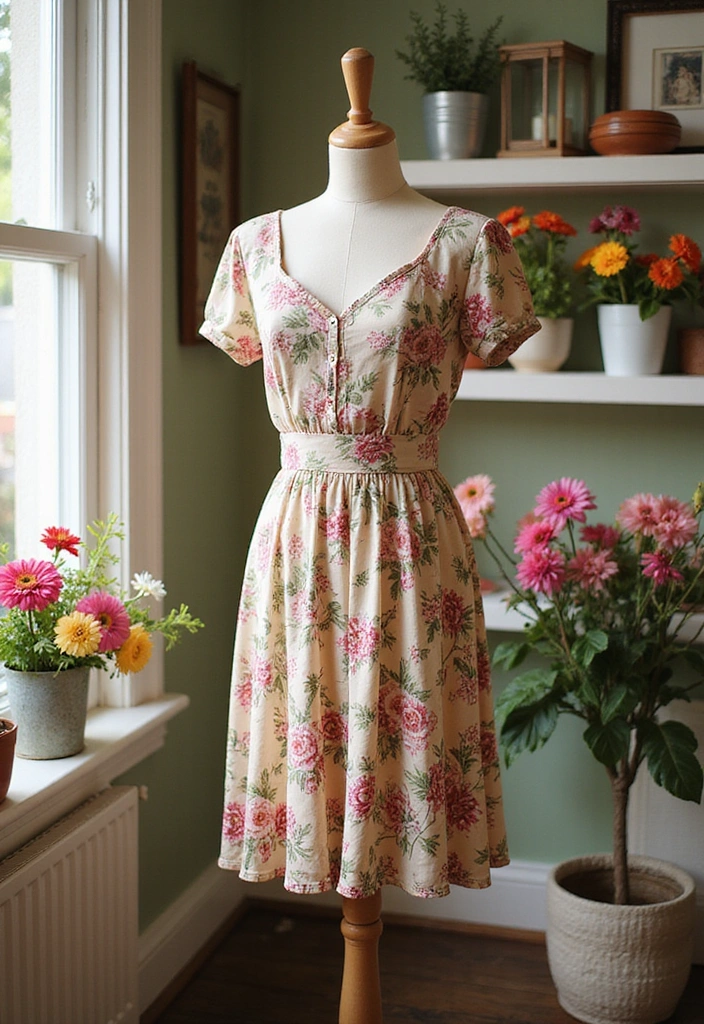 28 Vintage Outfits That Will Make You the Star of Any Retro Party! - 11. The Retro Floral Dress: A Timeless Favorite
