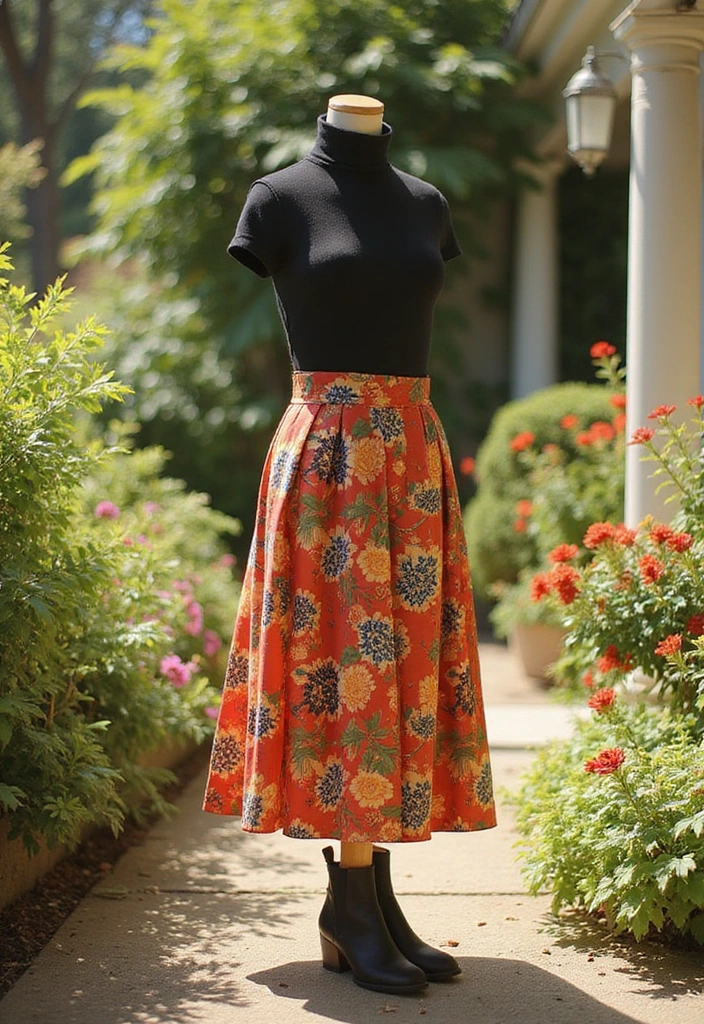 28 Vintage Outfits That Will Make You the Star of Any Retro Party! - 27. The Retro Midi Skirt: Flowy and Feminine