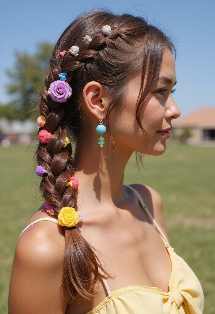 29 Chaos Cakes Hairstyles That Bring the Sweet, the Whimsy, the Wild - 11. Sprinkle Side Braid