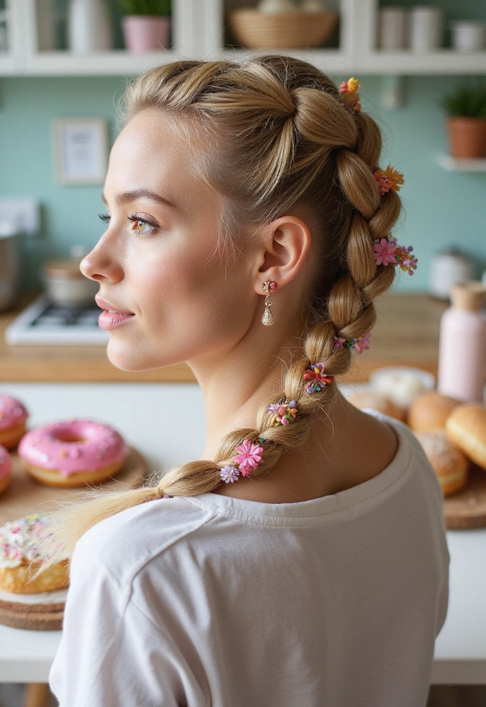 29 Chaos Cakes Hairstyles That Bring the Sweet, the Whimsy, the Wild - 18. Frosted Donut Braid