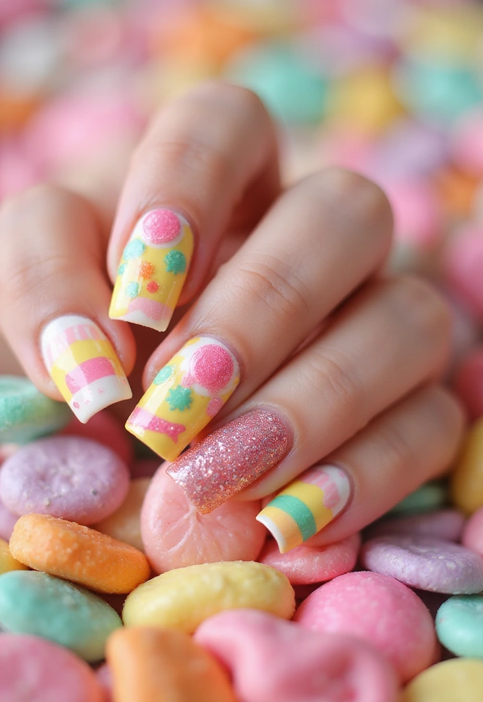 29 Surreal Soiree Nails That Look Like Dreams on Your Fingertips - 15. Whimsical Candy Land Nails