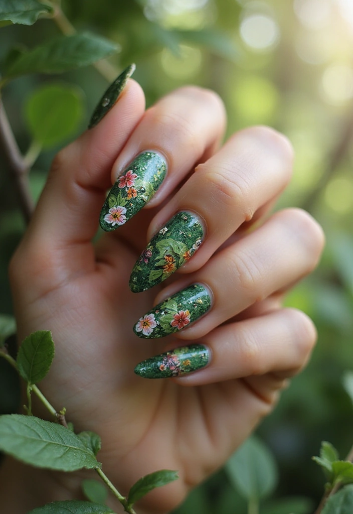 29 Surreal Soiree Nails That Look Like Dreams on Your Fingertips - 16. Enchanted Forest Nails