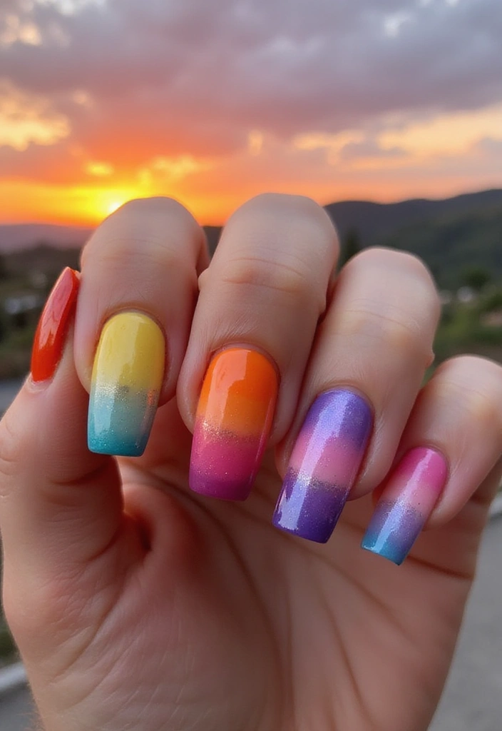 29 Surreal Soiree Nails That Look Like Dreams on Your Fingertips - 18. Dreamy Sunset Ombre Nails