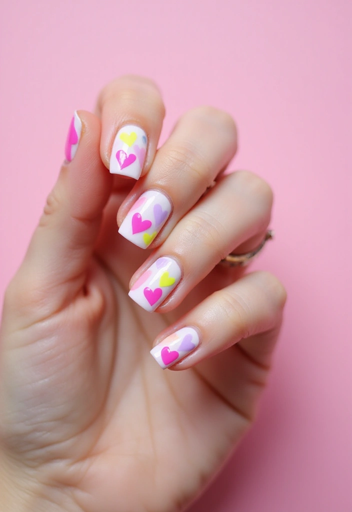 29 Terra Futura Nail Designs That Blend Nature and Neon - 13. Neon Hearts