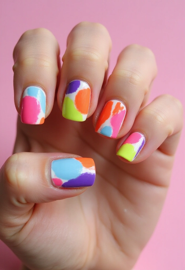 29 Terra Futura Nail Designs That Blend Nature and Neon - 17. Neon Abstract