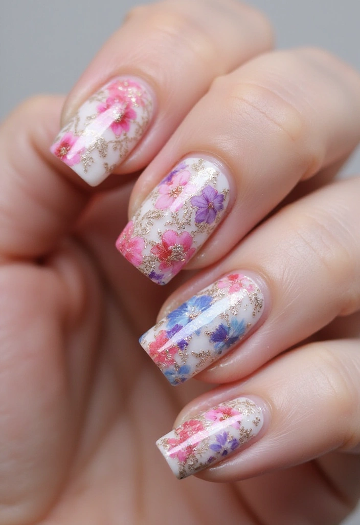 29 Terra Futura Nail Designs That Blend Nature and Neon - 20. Neon Ombre Flowers