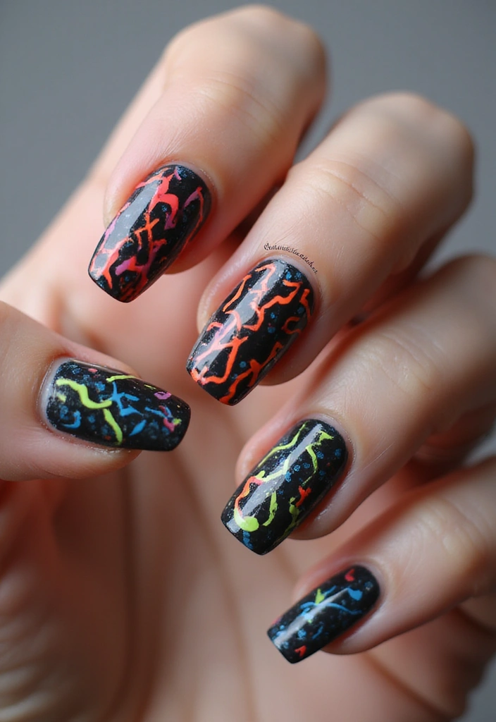 29 Terra Futura Nail Designs That Blend Nature and Neon - 23. Neon Tribal