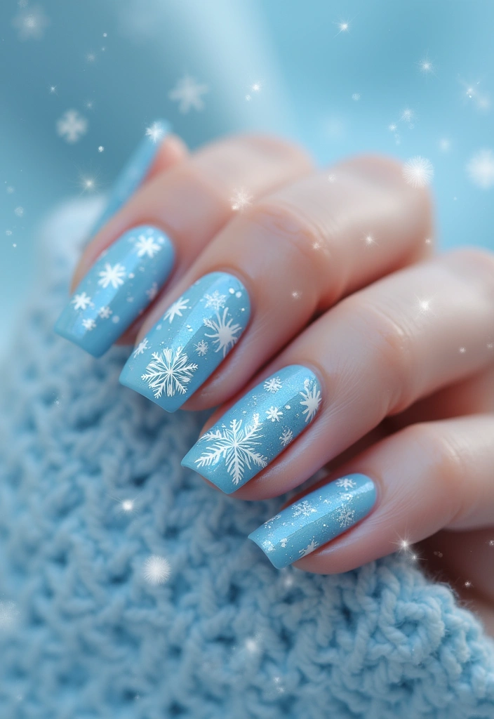 29 Terra Futura Nail Designs That Blend Nature and Neon - 24. Neon Snowflakes