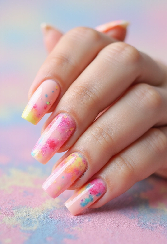 29 Terra Futura Nail Designs That Blend Nature and Neon - 5. Neon Watercolor