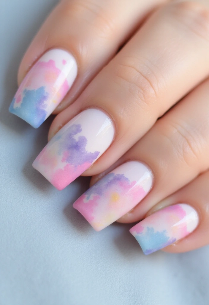30 Aura Nail Styles That Will Leave You Feeling Radiant! - 15. Watercolor Wonder