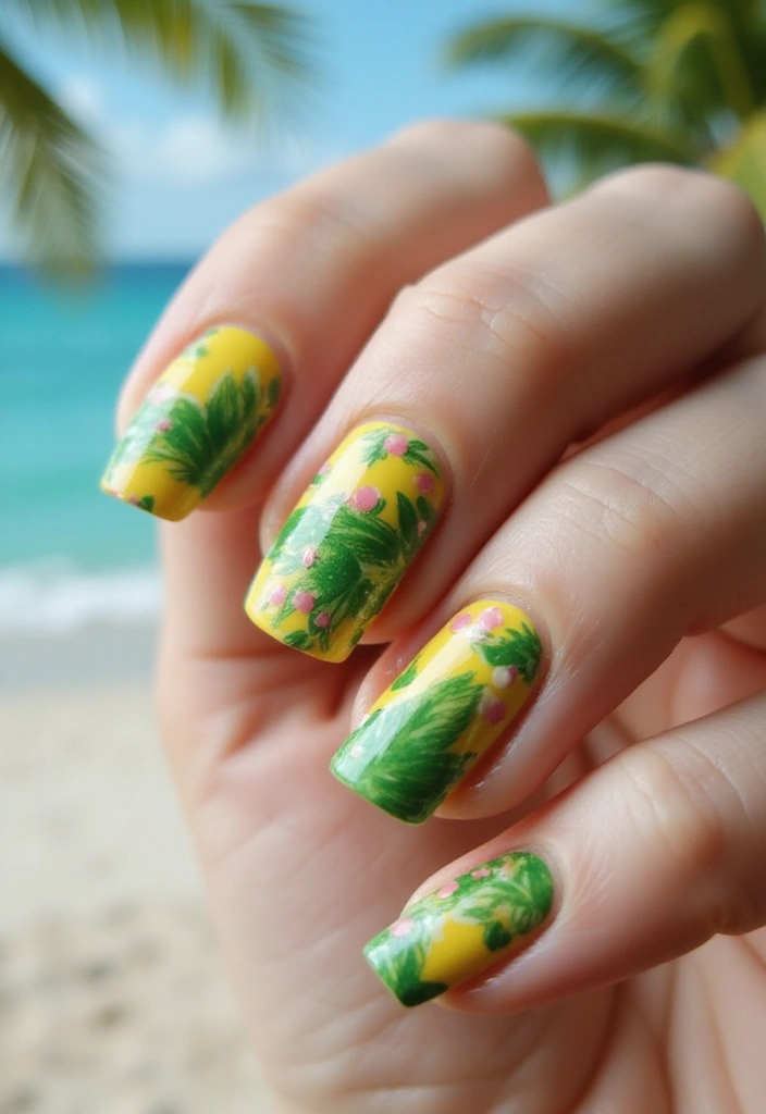 30 Aura Nail Styles That Will Leave You Feeling Radiant! - 16. Tropical Paradise