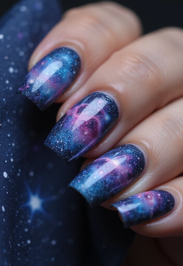 30 Aura Nail Styles That Will Leave You Feeling Radiant! - 18. Cosmic Nebula