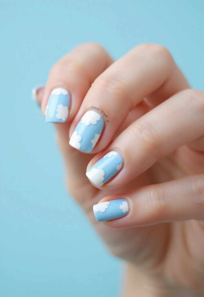 30 Aura Nail Styles That Will Leave You Feeling Radiant! - 19. Whimsical Clouds