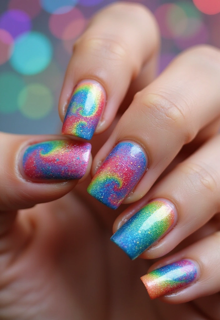 30 Aura Nail Styles That Will Leave You Feeling Radiant! - 2. Rainbow Swirls