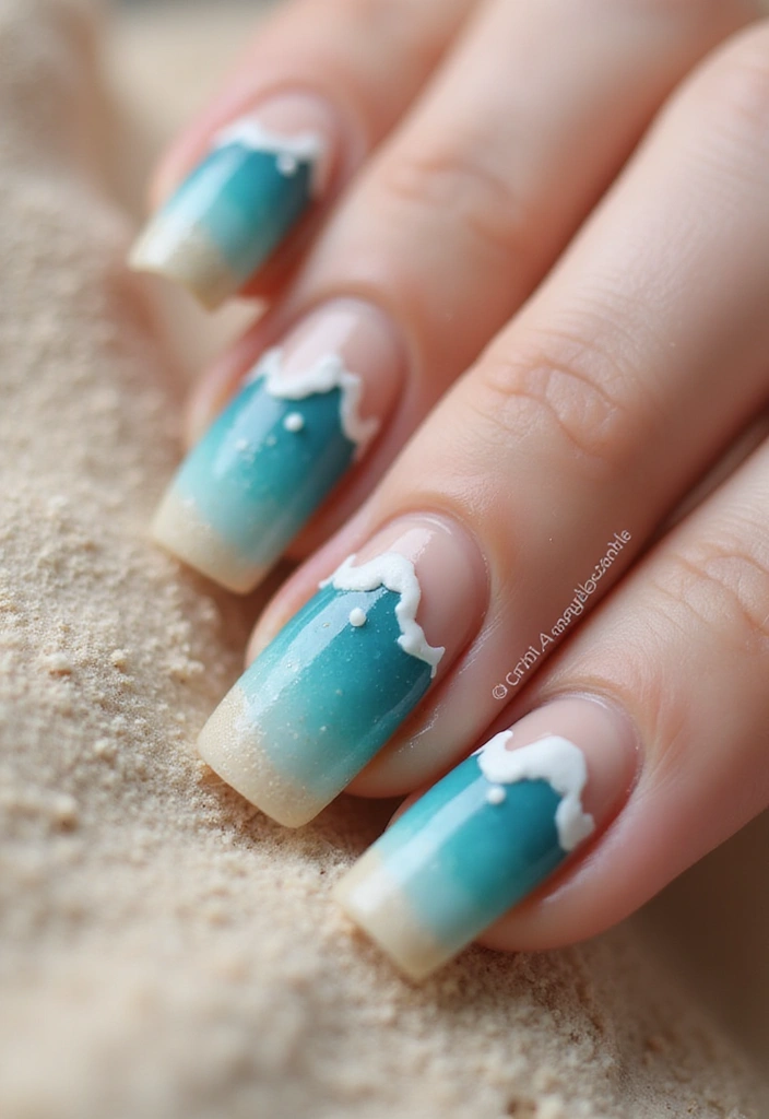 30 Aura Nail Styles That Will Leave You Feeling Radiant! - 20. Ocean Waves
