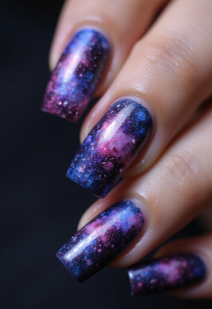 30 Aura Nail Styles That Will Leave You Feeling Radiant! - 22. Dreamy Galaxy