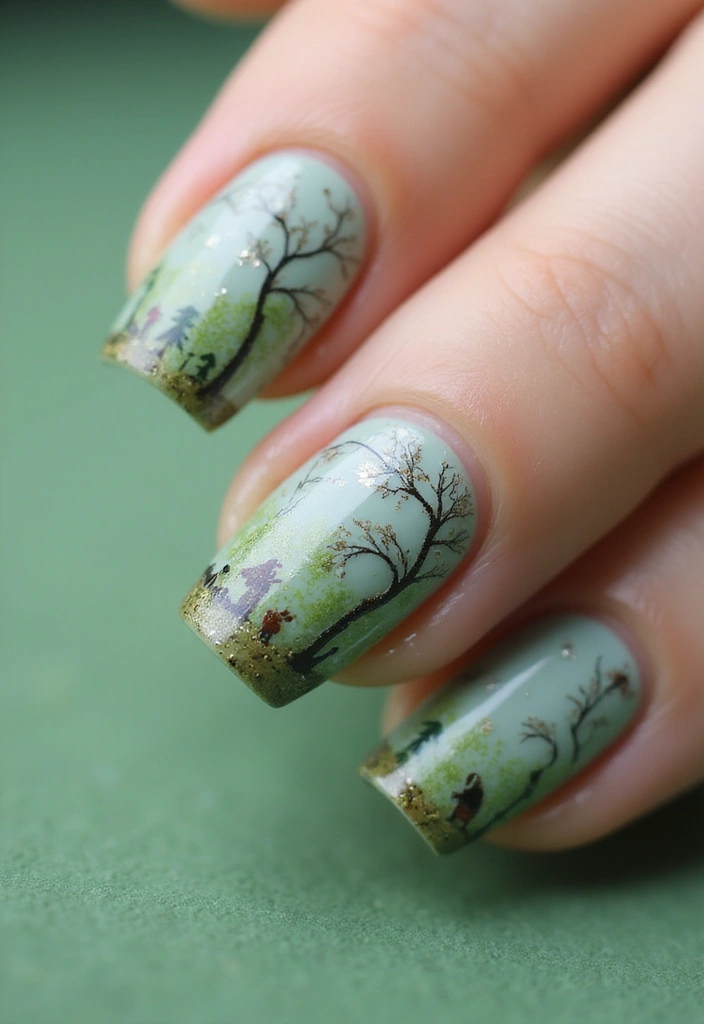 30 Aura Nail Styles That Will Leave You Feeling Radiant! - 23. Enchanted Forest