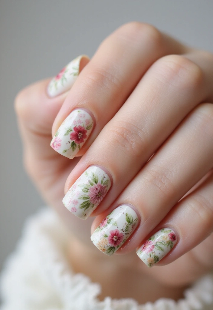 30 Aura Nail Styles That Will Leave You Feeling Radiant! - 24. Vintage Floral