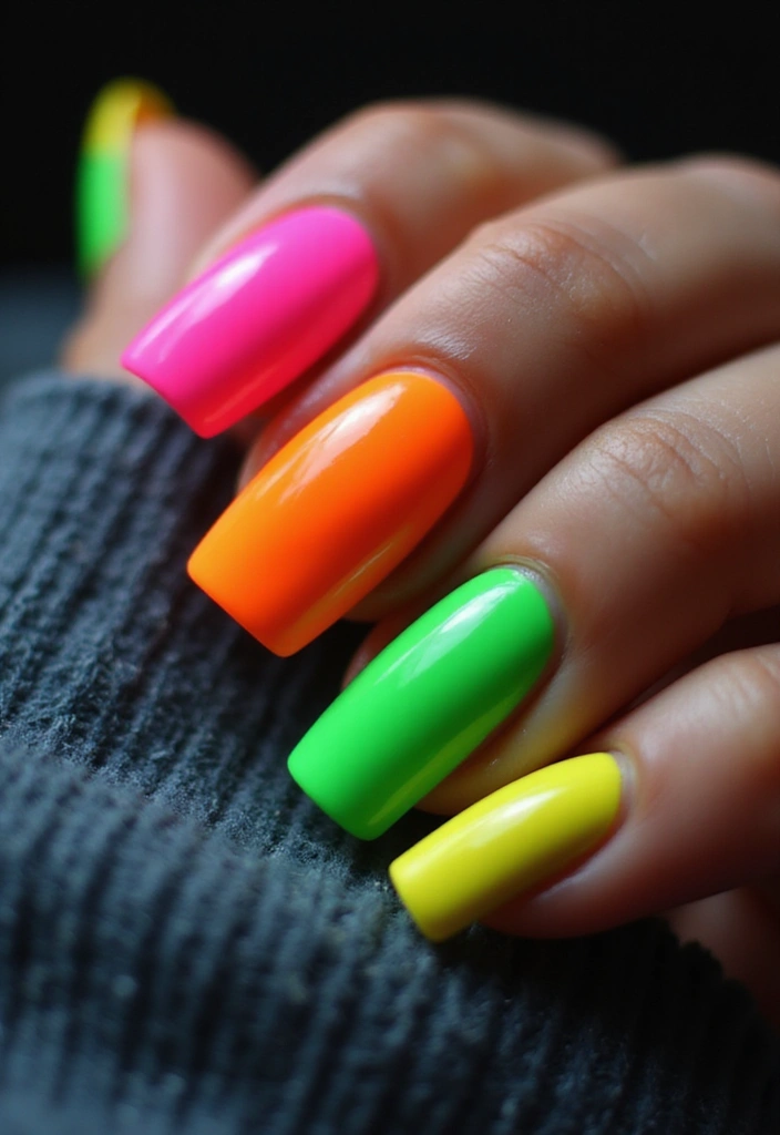 30 Aura Nail Styles That Will Leave You Feeling Radiant! - 8. Neon Dreams