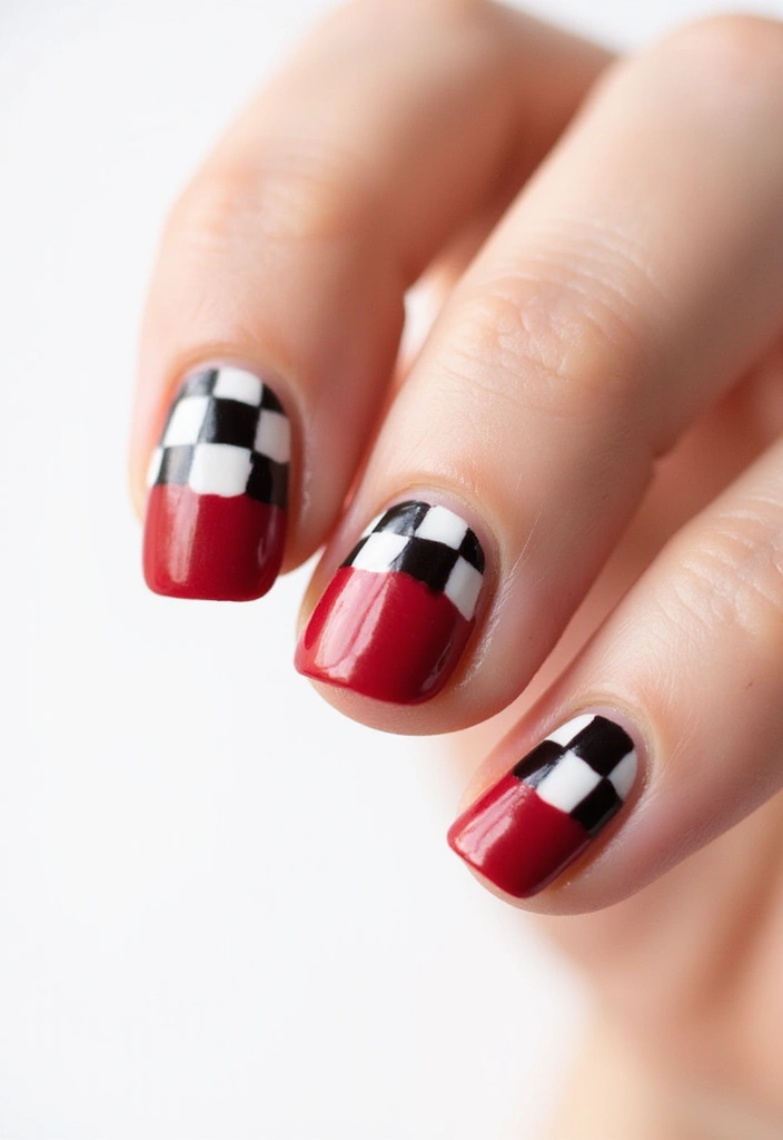 30 Cherry Coded Nail Inspo That’s Juicy, Glossy, and Playful - 11. Cherry Checkerboard
