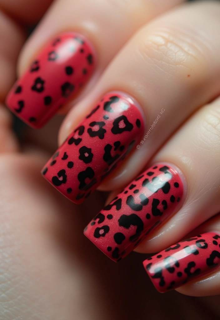 30 Cherry Coded Nail Inspo That’s Juicy, Glossy, and Playful - 12. Cherry Animal Print