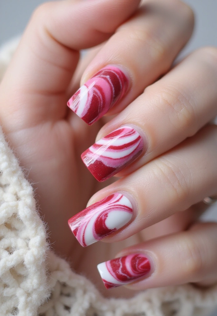 30 Cherry Coded Nail Inspo That’s Juicy, Glossy, and Playful - 15. Cherry Marble Effect