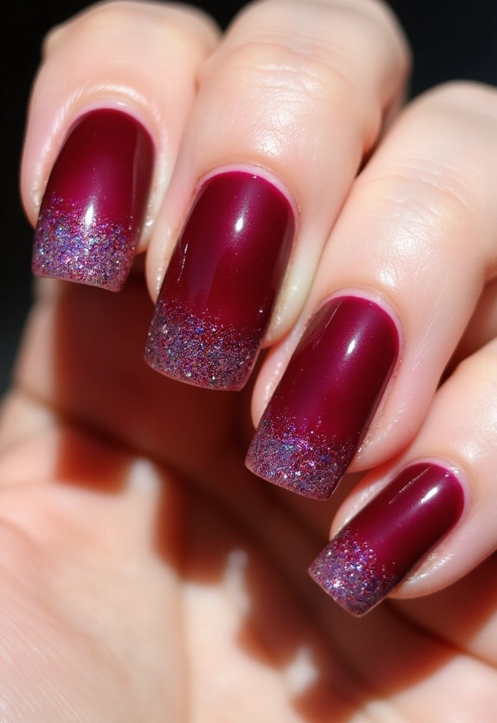 30 Cherry Coded Nail Inspo That’s Juicy, Glossy, and Playful - 17. Cherry Gradient Glitter