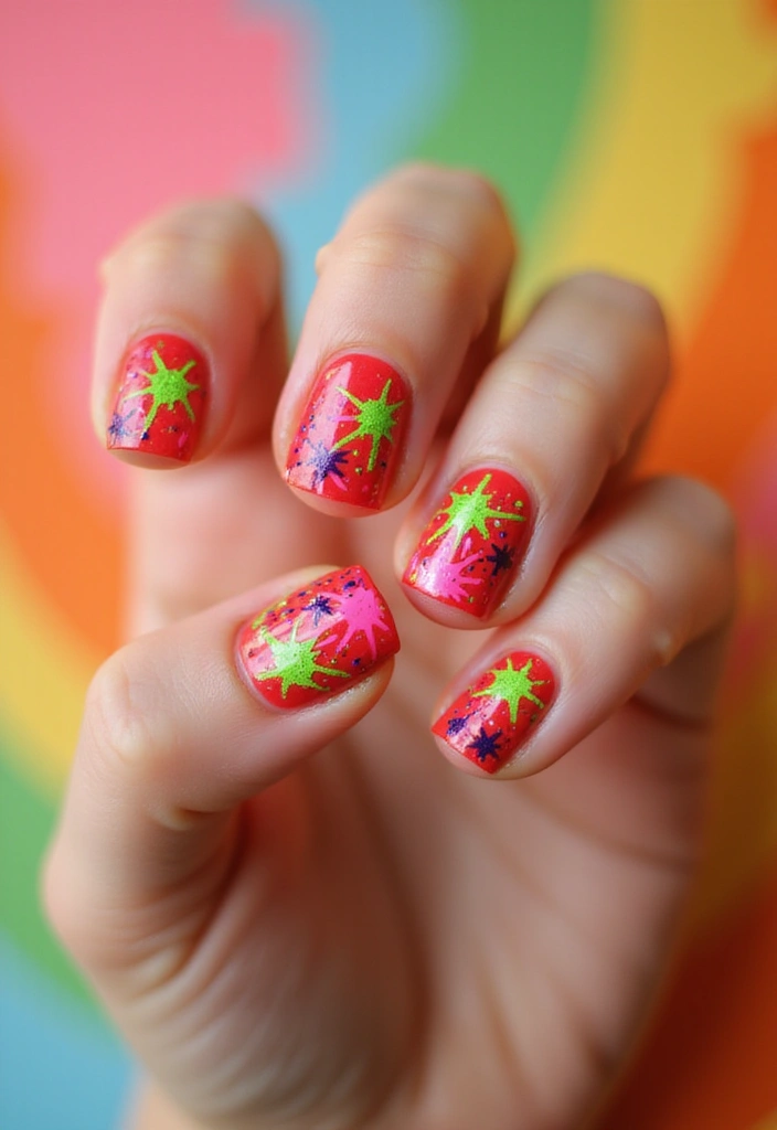 30 Cherry Coded Nail Inspo That’s Juicy, Glossy, and Playful - 19. Cherry Neon Splash