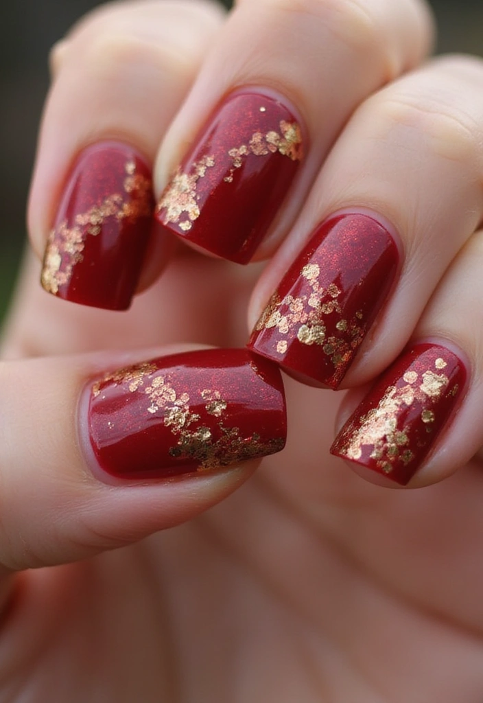 30 Cherry Coded Nail Inspo That’s Juicy, Glossy, and Playful - 21. Cherry Foil Accents