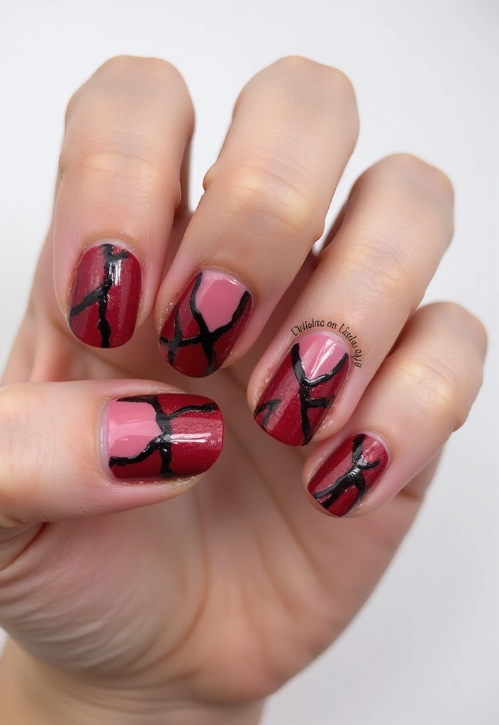 30 Cherry Coded Nail Inspo That’s Juicy, Glossy, and Playful - 22. Cherry Stained Glass Nails