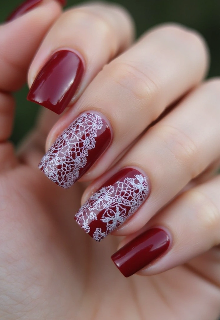 30 Cherry Coded Nail Inspo That’s Juicy, Glossy, and Playful - 23. Cherry Lace Design