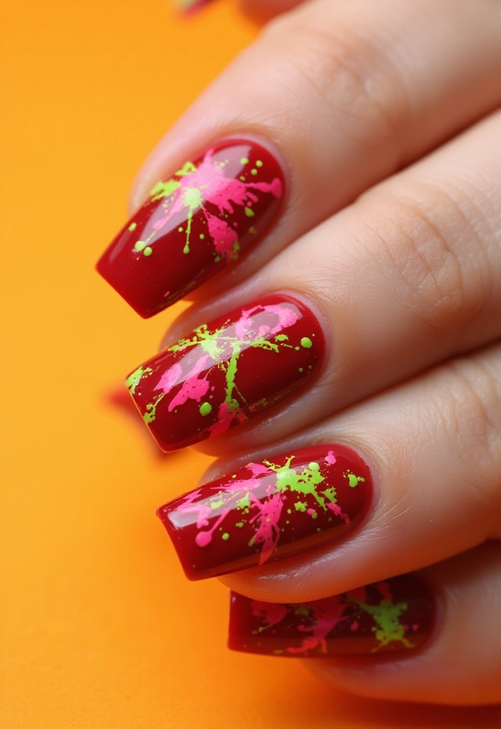 30 Cherry Coded Nail Inspo That’s Juicy, Glossy, and Playful - 24. Cherry Neon Splash