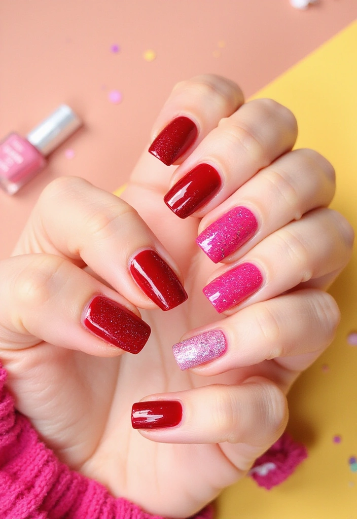 30 Cherry Coded Nail Inspo That’s Juicy, Glossy, and Playful - 26. Cherry Sparkle Skittles