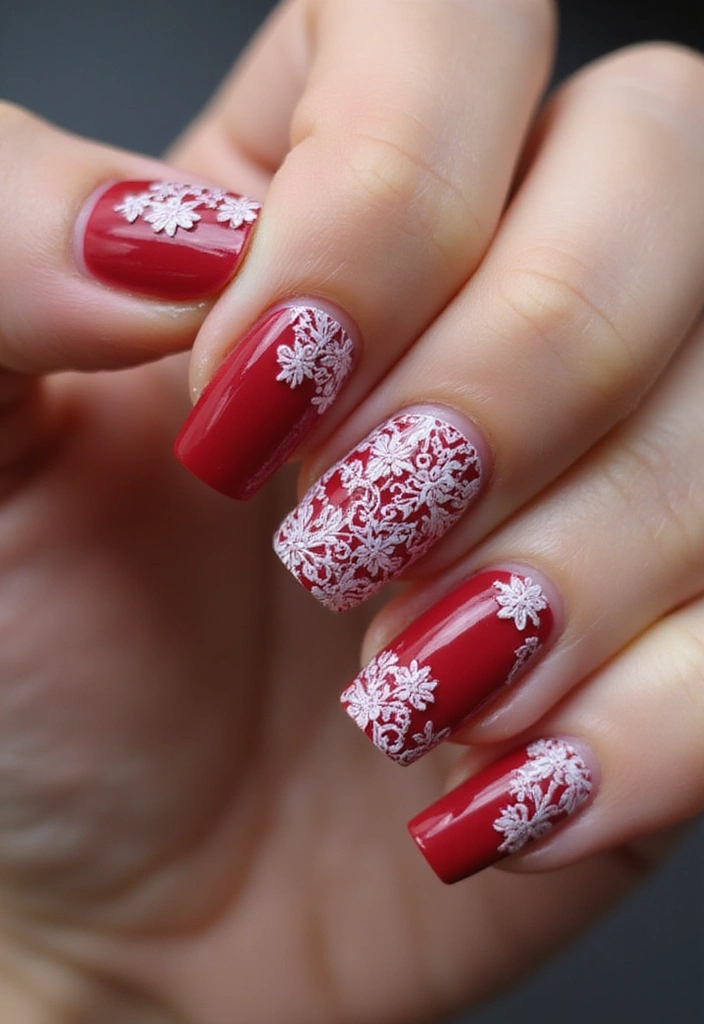 30 Cherry Coded Nail Inspo That’s Juicy, Glossy, and Playful - 27. Cherry Lace Nail Art