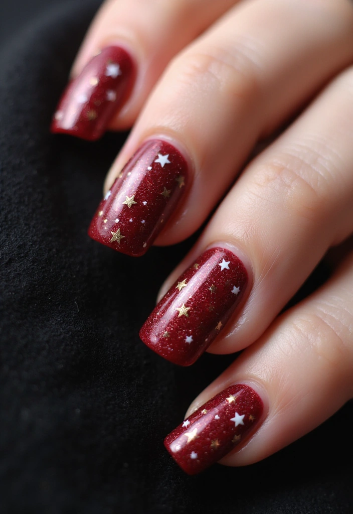 30 Cherry Coded Nail Inspo That’s Juicy, Glossy, and Playful - 29. Cherry Starry Night
