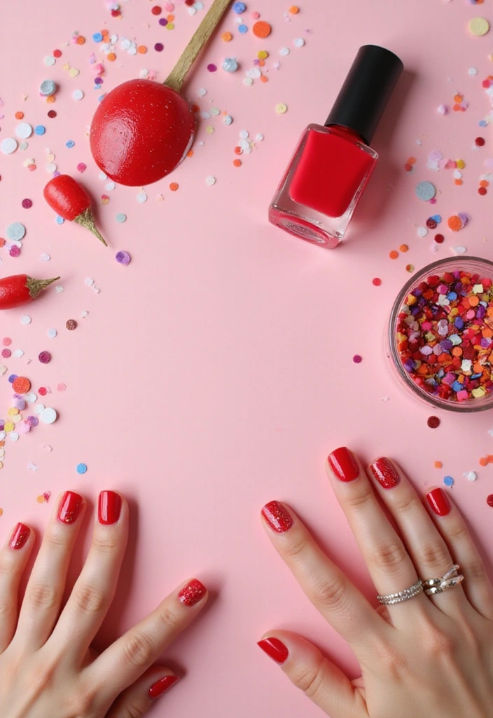 30 Cherry Coded Nail Inspo That’s Juicy, Glossy, and Playful - 30. Cherry Confetti Party