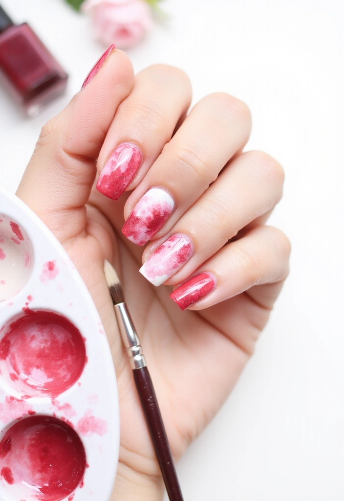 30 Cherry Coded Nail Inspo That’s Juicy, Glossy, and Playful - 6. Cherry Watercolor Effect