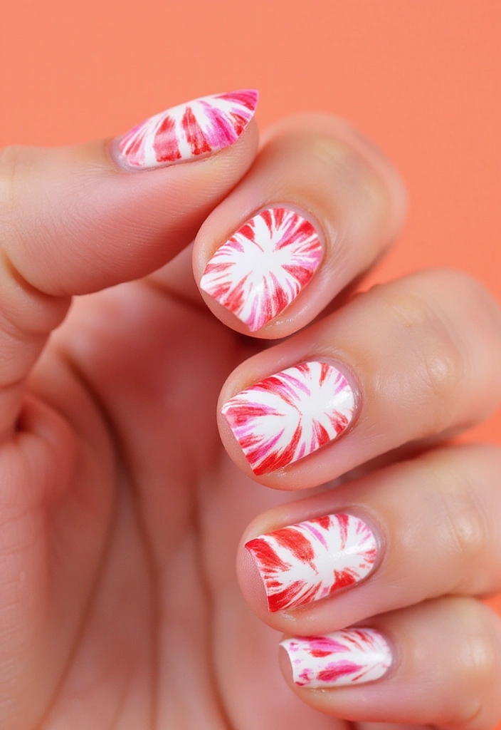 30 Cherry Coded Nail Inspo That’s Juicy, Glossy, and Playful - 9. Cherry Tie-Dye Nails