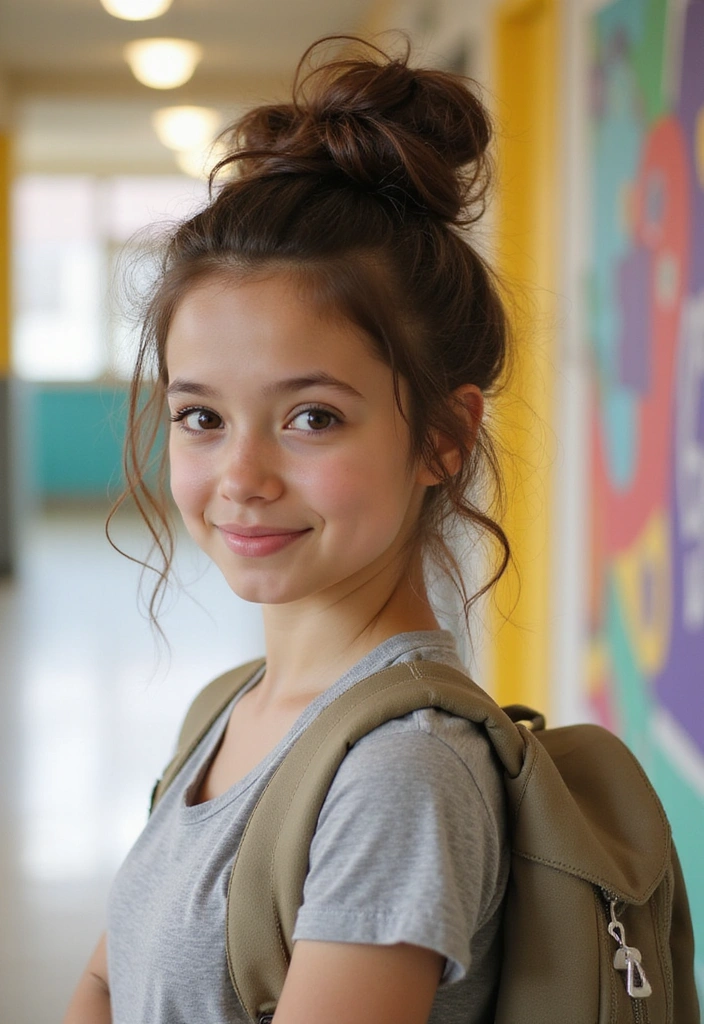 30 Youthful and Stylish Hairstyles for School That Are Super Easy! - 1. Effortless Messy Bun