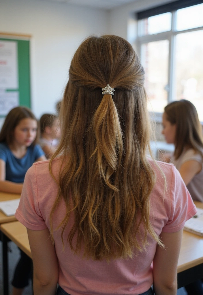 30 Youthful and Stylish Hairstyles for School That Are Super Easy! - 12. Classic Hair Down with a Twist