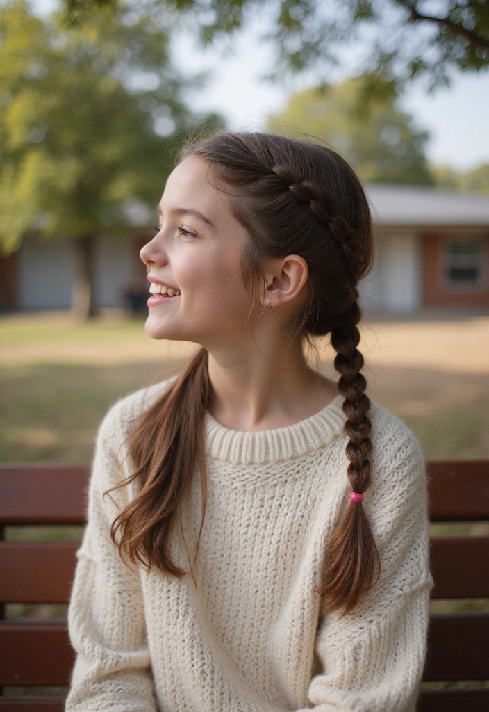 30 Youthful and Stylish Hairstyles for School That Are Super Easy! - 16. Effortless Low Braid