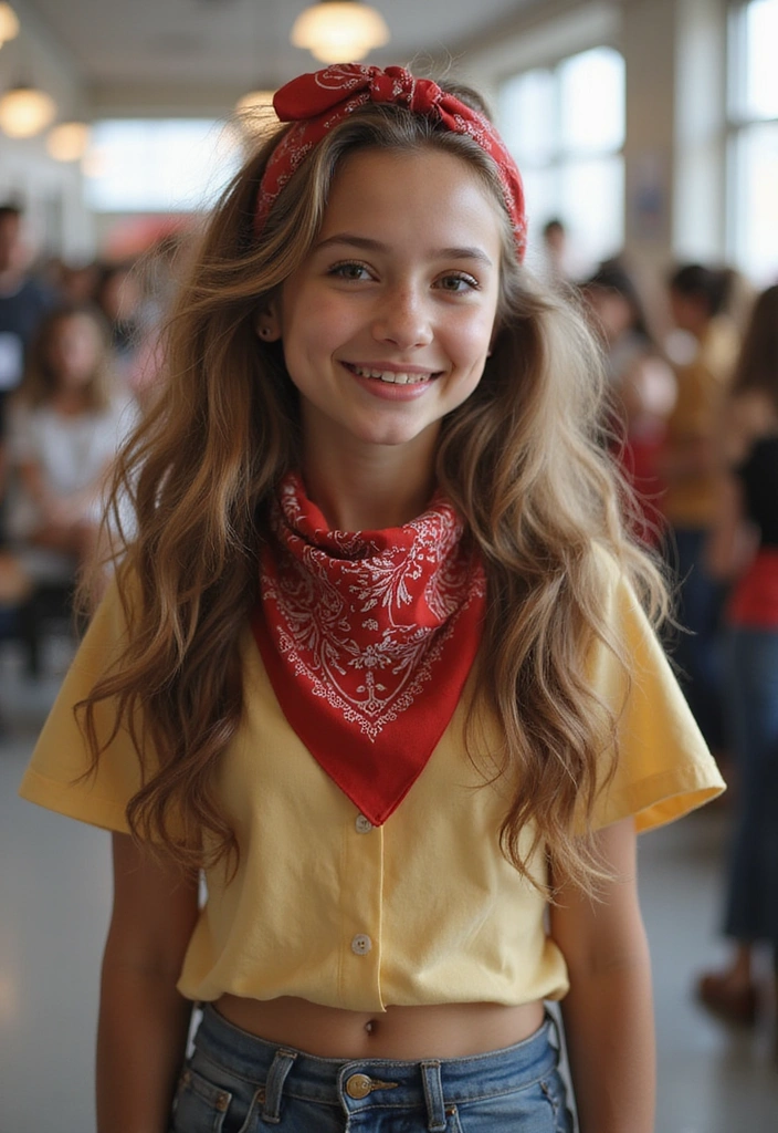 30 Youthful and Stylish Hairstyles for School That Are Super Easy! - 18. Retro Bandana Style