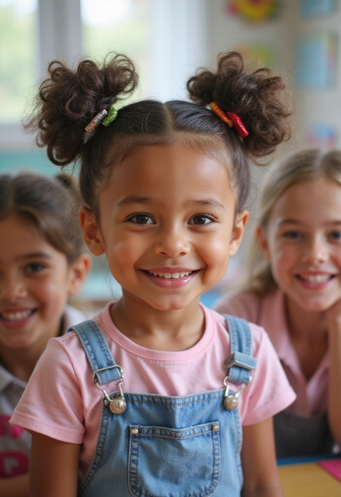 30 Youthful and Stylish Hairstyles for School That Are Super Easy! - 19. Whimsical Twisted Buns
