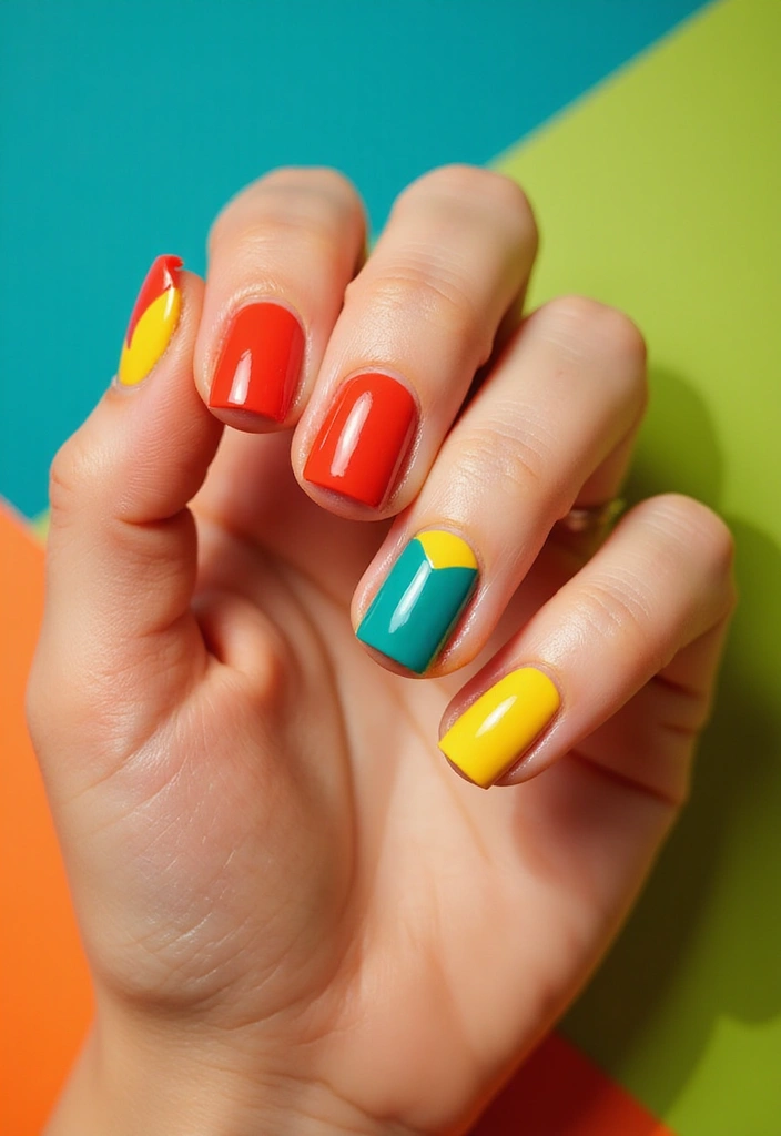 32 Trendy Spring Nails for 2025 That Will Transform Your Look Instantly! - 13. Bold Color Blocking