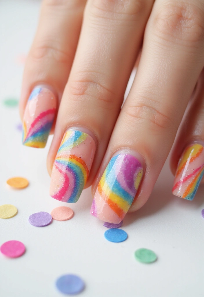 32 Trendy Spring Nails for 2025 That Will Transform Your Look Instantly! - 15. Rainbow Swirls