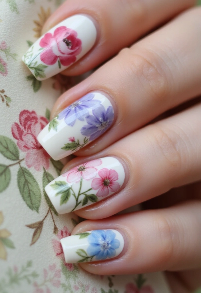 32 Trendy Spring Nails for 2025 That Will Transform Your Look Instantly! - 18. Vintage Floral