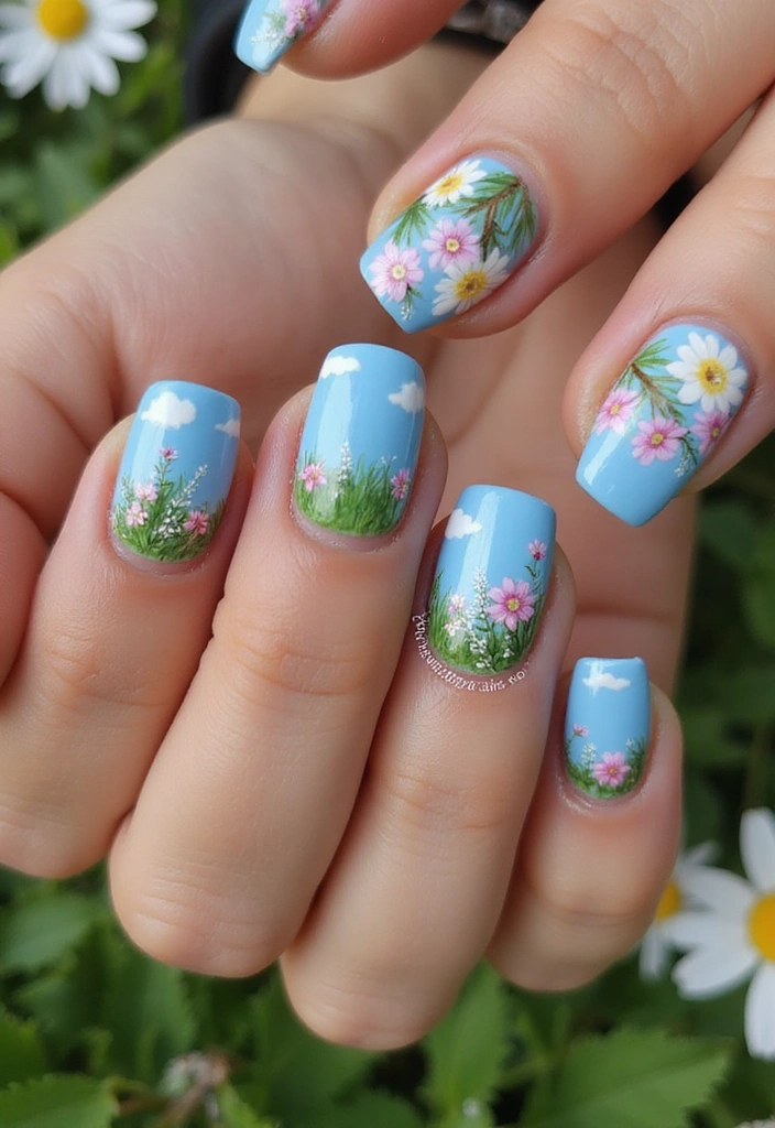 32 Trendy Spring Nails for 2025 That Will Transform Your Look Instantly! - 21. Spring Landscapes