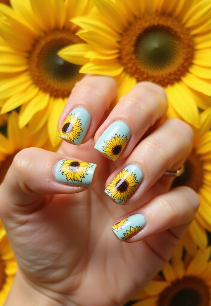 32 Trendy Spring Nails for 2025 That Will Transform Your Look Instantly! - 27. Bright Sunflowers