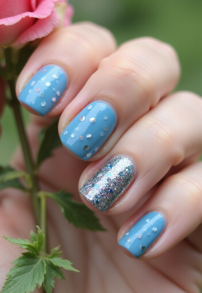 32 Trendy Spring Nails for 2025 That Will Transform Your Look Instantly! - 28. Glittery Rain Drops