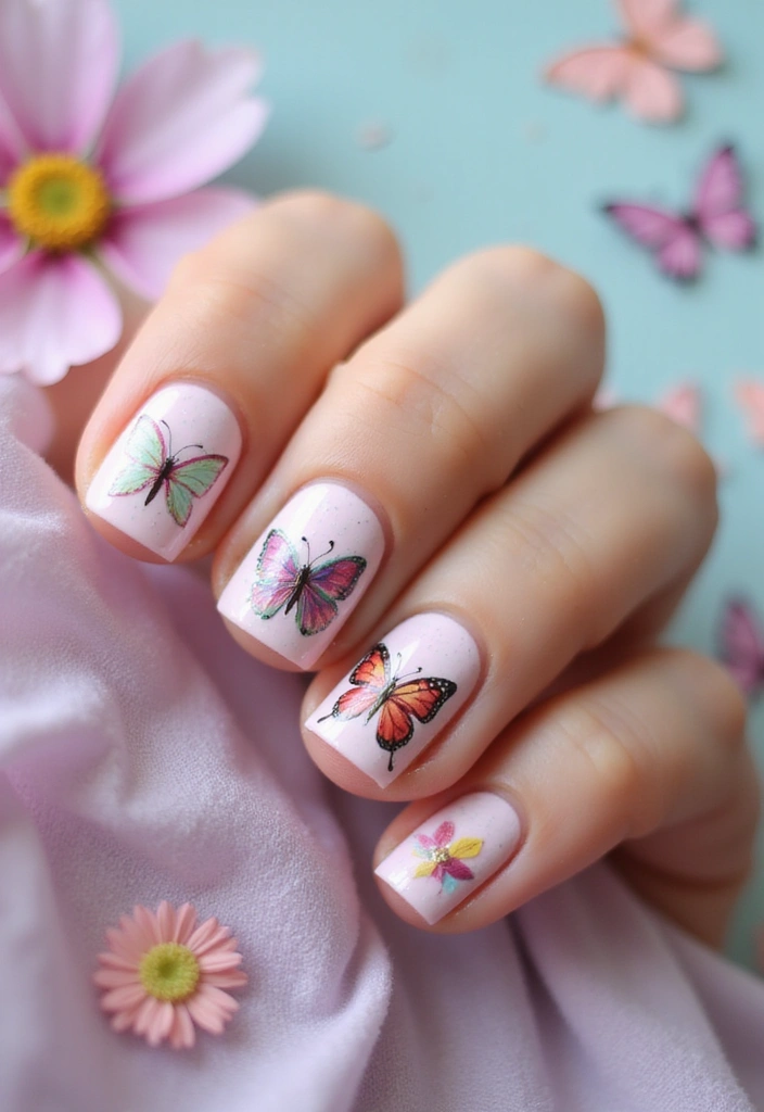 32 Trendy Spring Nails for 2025 That Will Transform Your Look Instantly! - 29. Butterfly Dreams